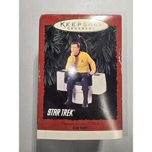 NIB 1995 HALLMARK KEEPSAKE ORNAMENT STAR TREK TOS JAMES T KIRK IN CAPTAINS CHAIR